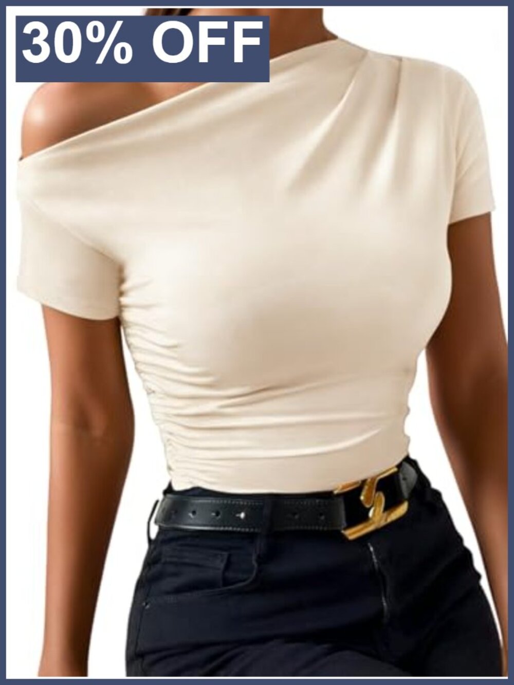 Off the Shoulder Ruched Asymmetrical Tee Women's Going Out Summer Short Sleeve